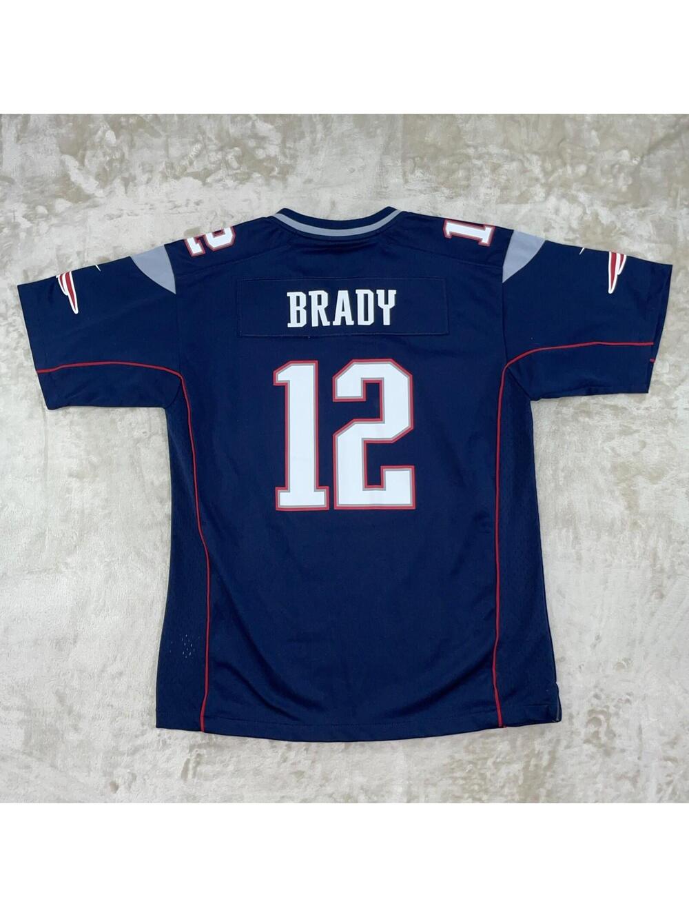 Reebok NFL New England Patriots Jersey Youth XL Blue Tom Brady #12 Excellent